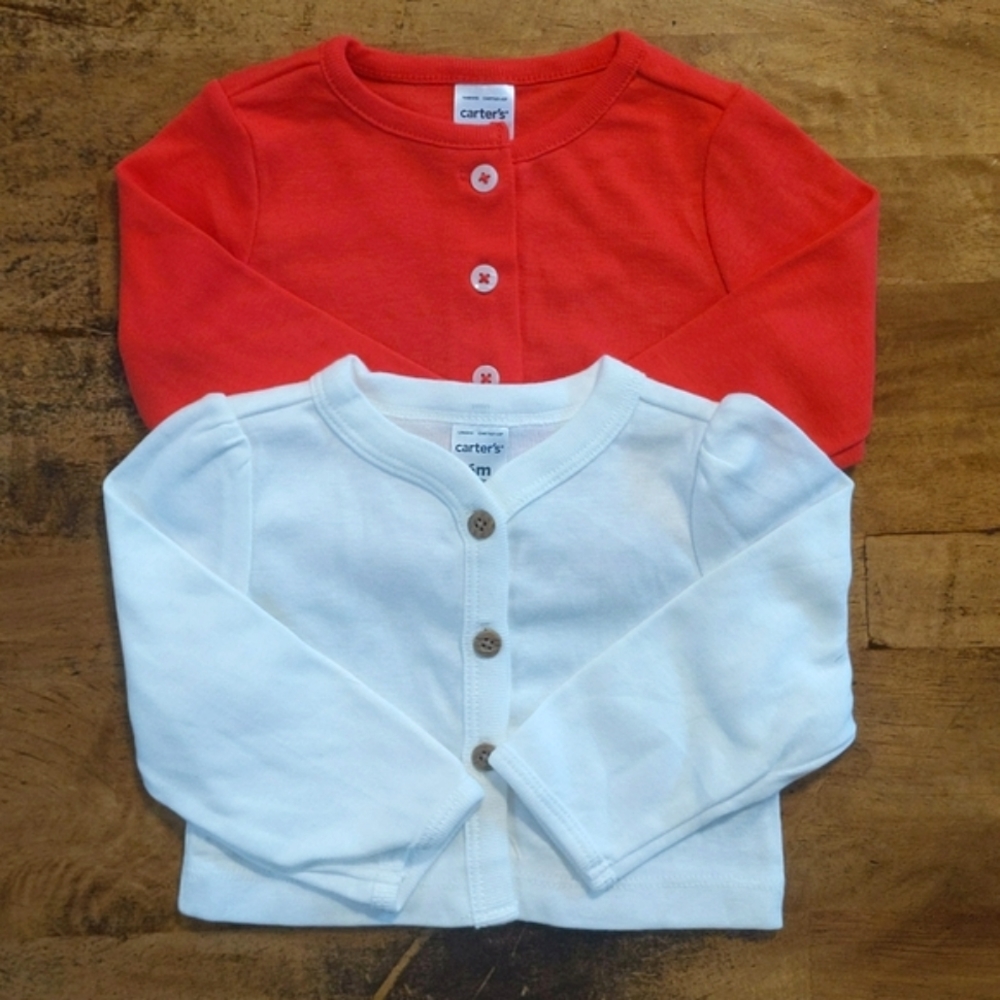 Red and White Cardigan Set size 6M